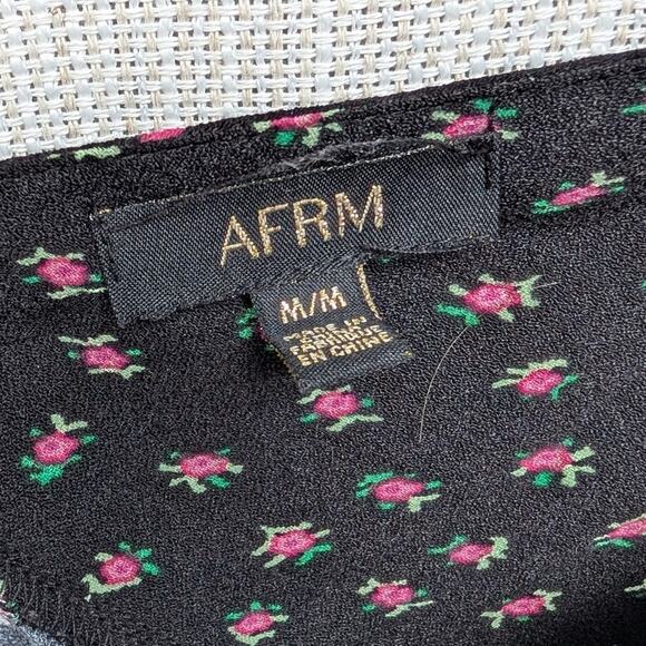 AFRM Black Floral Print Trixie Long Ballon Sleeve Midi Maxi Dress, size M - Picture 5 of 10